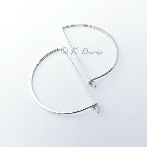 silver half round hoop earrings