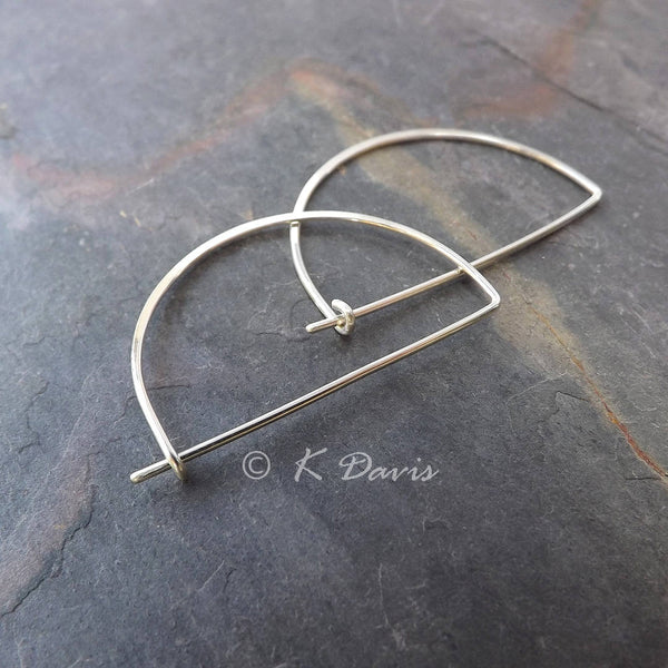 half circle hoop earrings in sterling silver