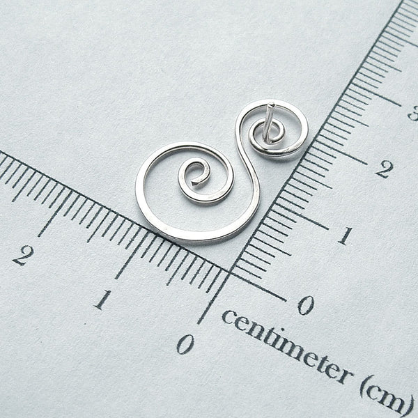 silver swirl post earring measurment