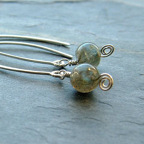 Silver Labradorite Dangle Earrings