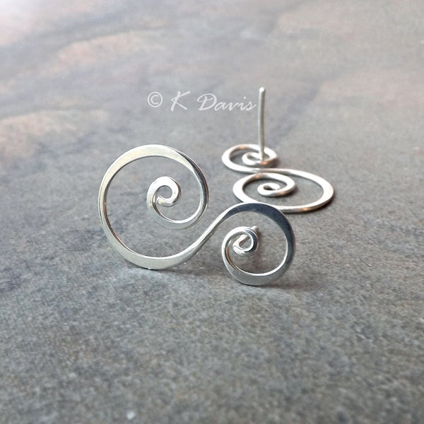 Silver Swirl Post Earrings