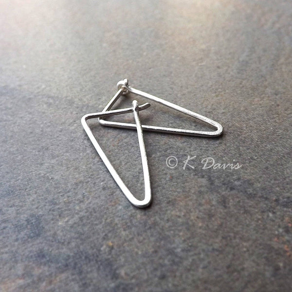 small triangle hoops in silver